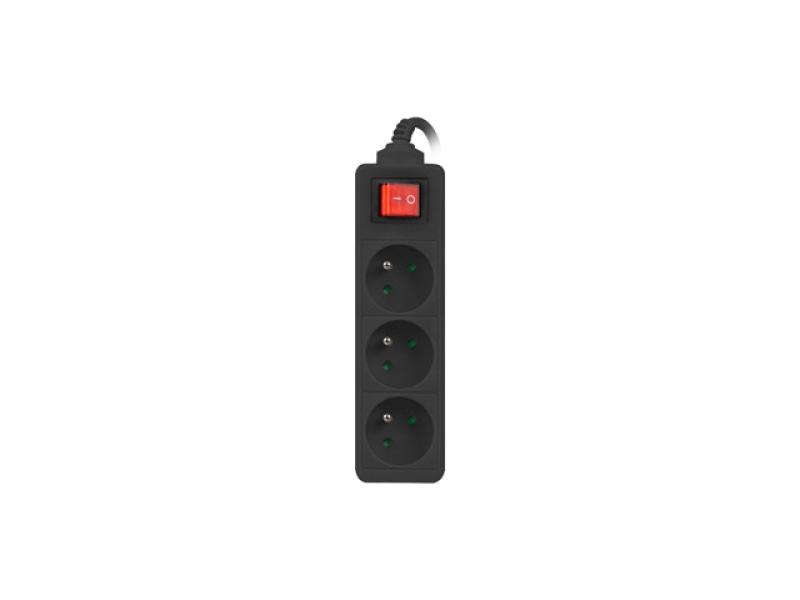 Shtepshtrijë Lanberg PS1 03E 0300 BK, 3 dalje, kabllo 3m, e zezë