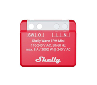Ndërprerës smart Shelly Wave 1PM Mini LR, 1 kanal, 8A 2000W, i kuq