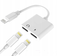 Адаптер за аудио и полнење Wooco J-008, 2x Lightning, бел