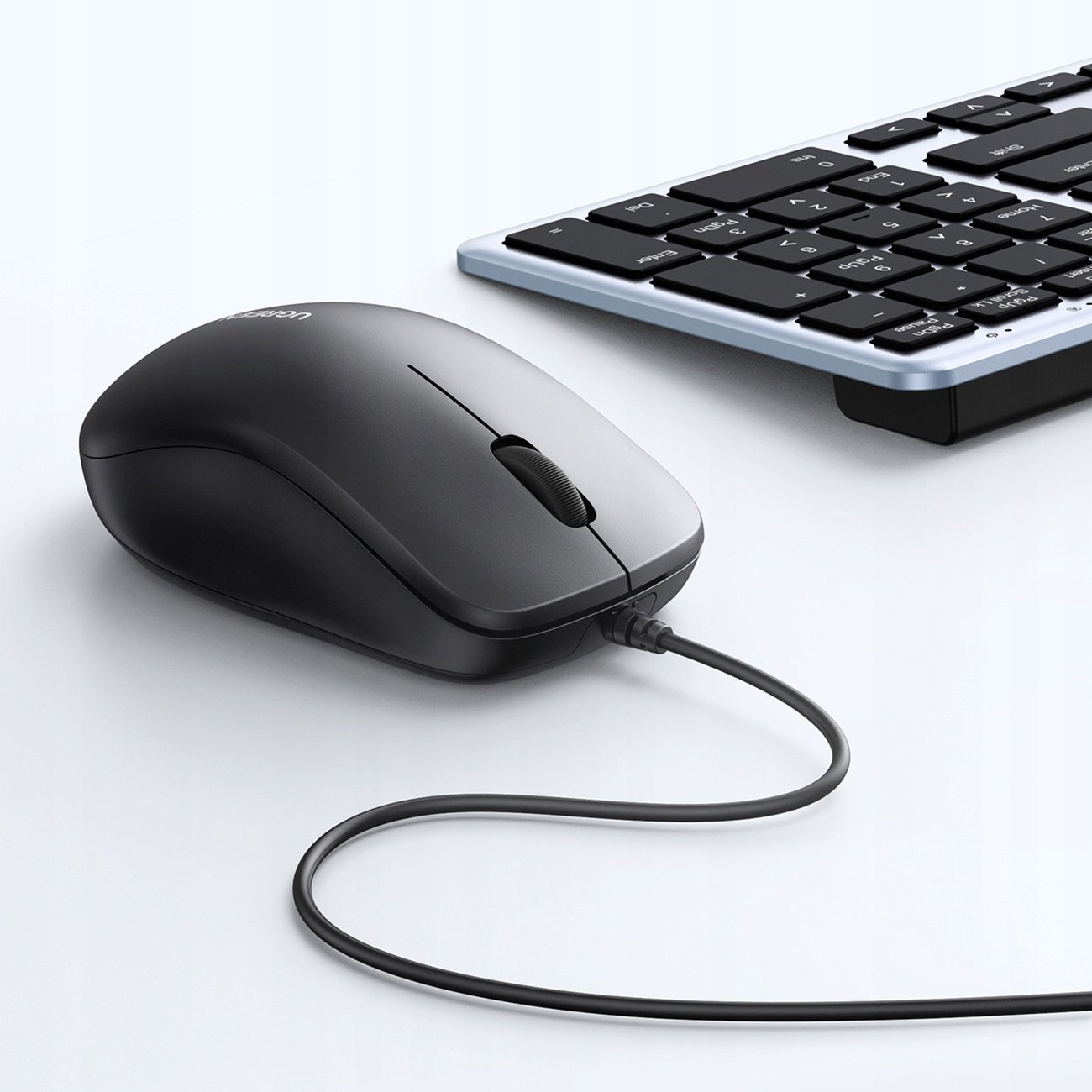 Mouse optik Ugreen MU007, me kabllo USB, 3 butona, i zi