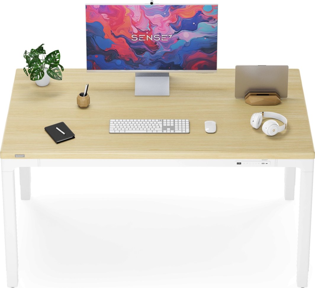 Tavolinë SENSE7 MANMA, 160cm x 80cm, e bardhë/ druri