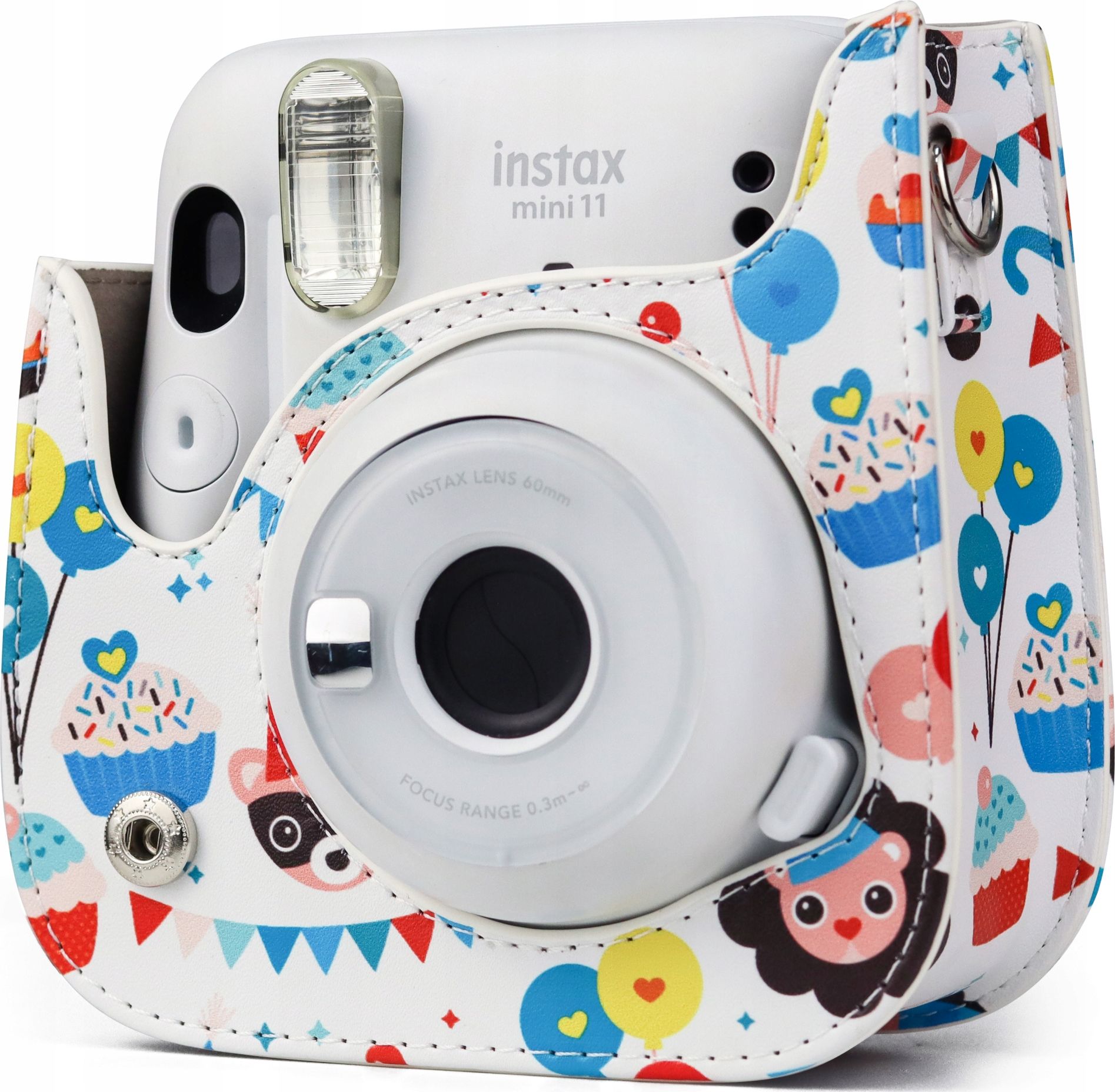 Кутивче LoveInstant за Fujifilm Instax Mini 11, дизајн Birthday, еко кожа, бело