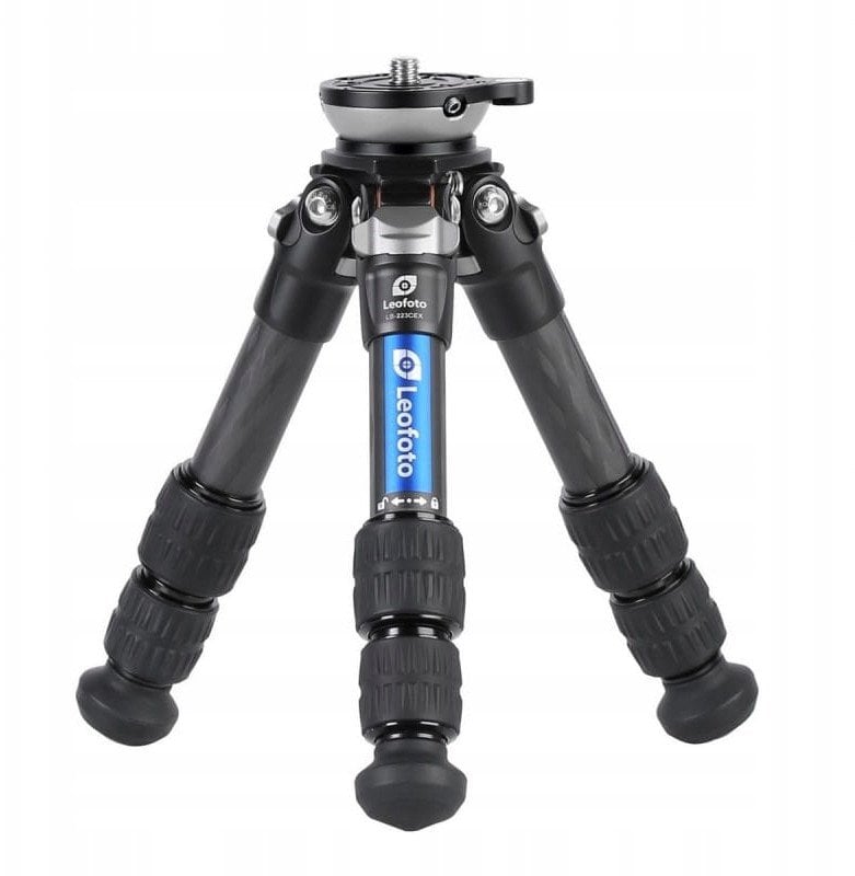 Tripod karboni Leofoto LS-223CEX Ranger, bazë niveluese, kompakt, i zi