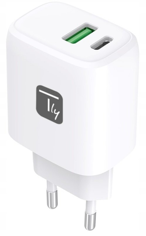 Karikues USB Techly 18W USB A, 20W USB C GaN, i bardhë