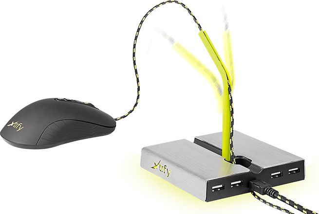 Mbajtëse mouse bungee Xtrfy B1, 4x USB 2.0, me LED, e zezë