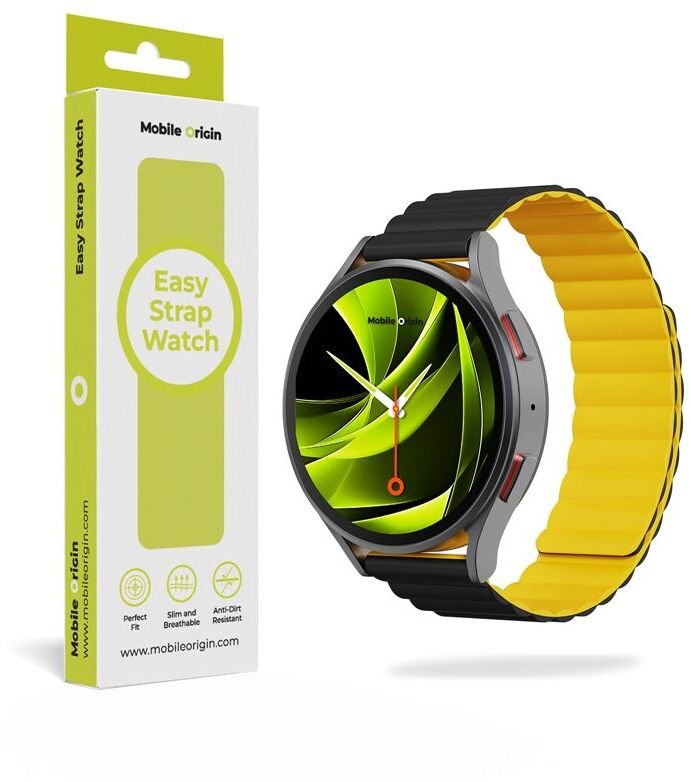 Rrip ore Mobile Origin Easy Strap Magnetic, 20mm, i zi e verdhë