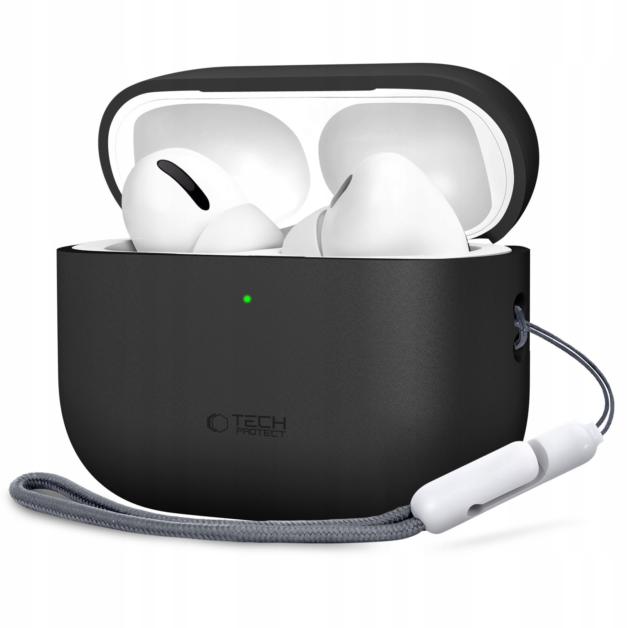 Mbështjellës silikon Tech-Protect për Apple AirPods Pro 3, kapak kutie karikimi, i zi