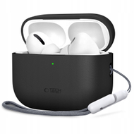 Mbështjellës silikon Tech-Protect për Apple AirPods Pro 3, kapak kutie karikimi, i zi