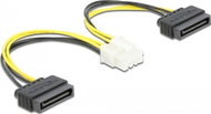 Kabllo energjie DeLOCK, 2 x SATA 15 pin në EPS 8 pin, 15 cm, e zezë
