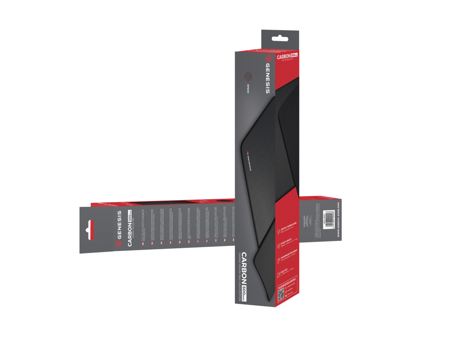Mousepad Genesis Carbon 500 Maxi Logo NPG-0660, 900x450mm, sipërfaqe speed, i zi