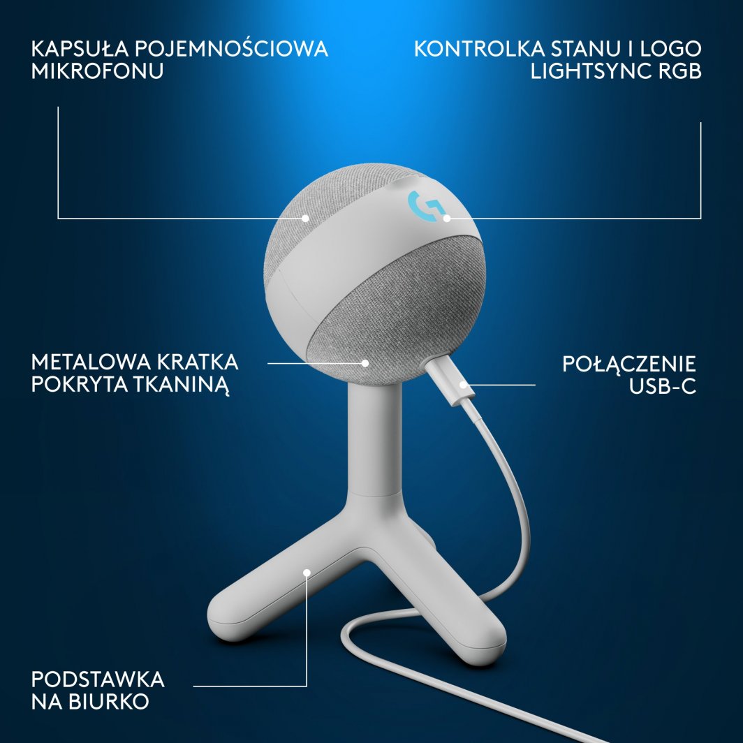 Mikrofon Logitech G Yeti Orb (988-000558), i bardhë