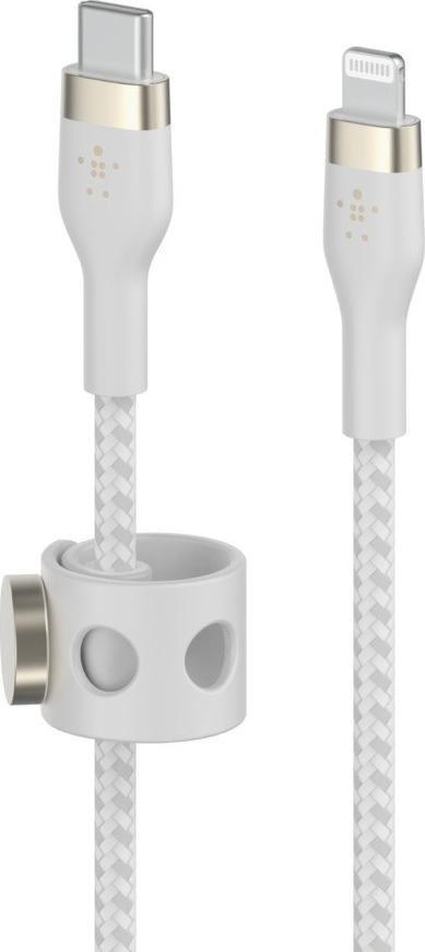 Kabllo Belkin BOOST CHARGE PRO Flex, USB C në Lightning, 3m, e bardhë