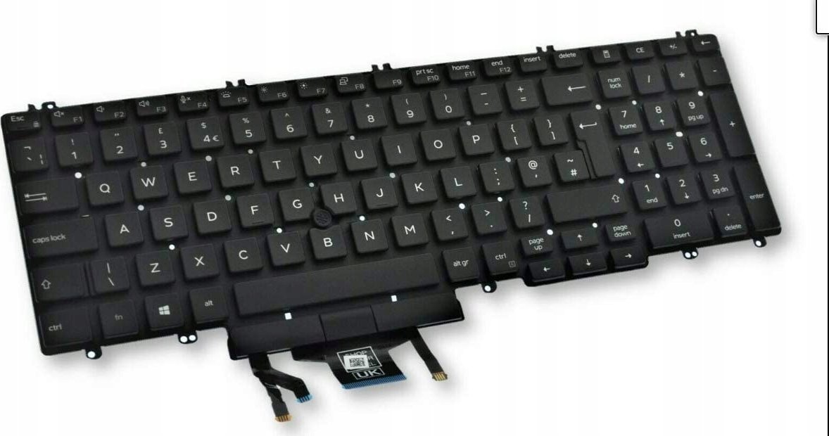 Tastierë laptopi Dell UK, layout anglisht UK, me numpad, e zezë