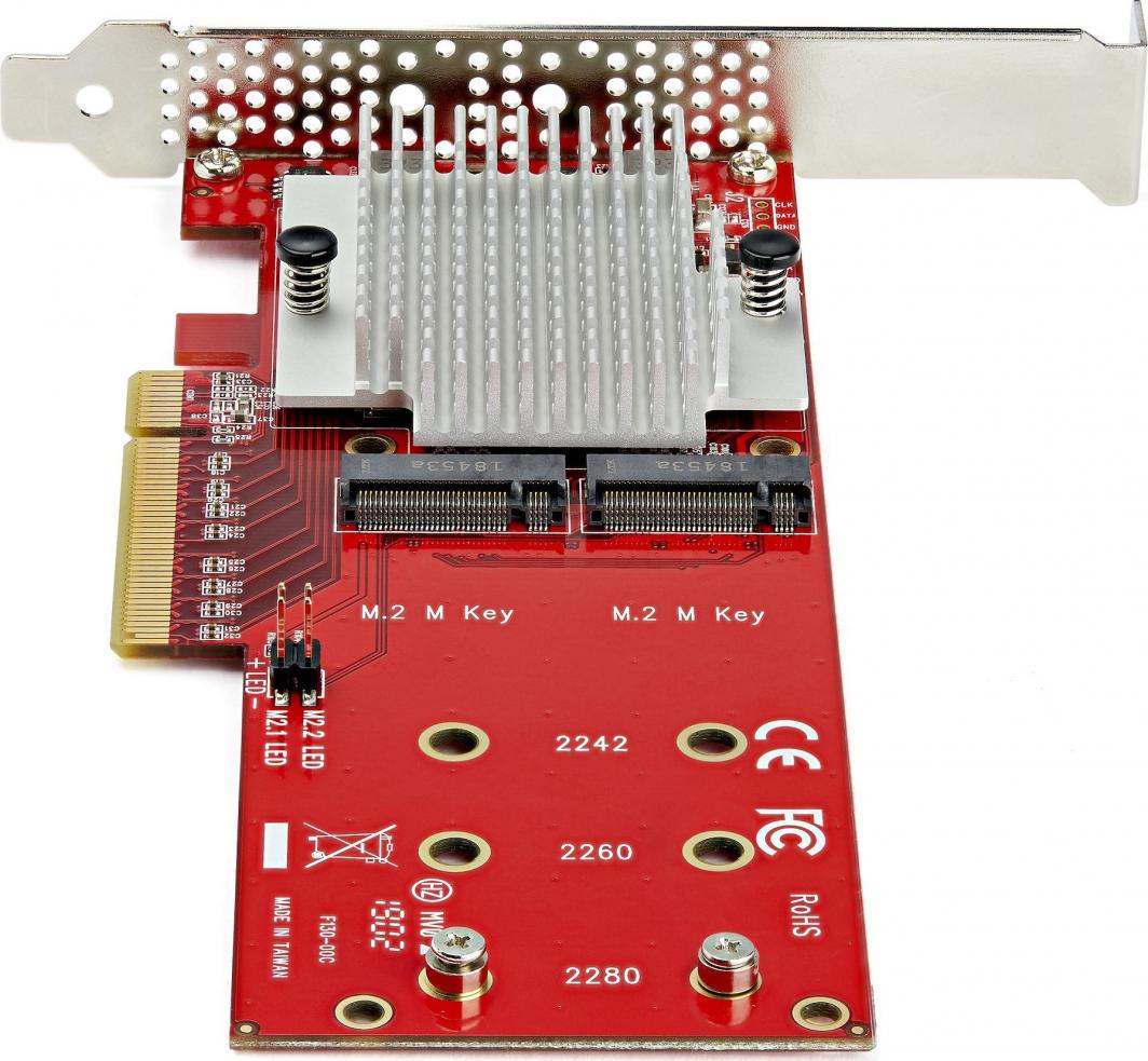 Kартичка адаптер за SSD StarTech Dual M.2 PCIe, PCIe 3.0 x8 x16, NVMe AHCI, црна