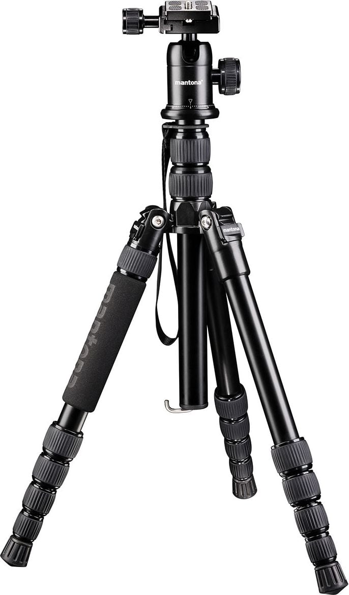 Tripod Mantona DSLM Travel, tripod udhëtimi, alumini, i zi