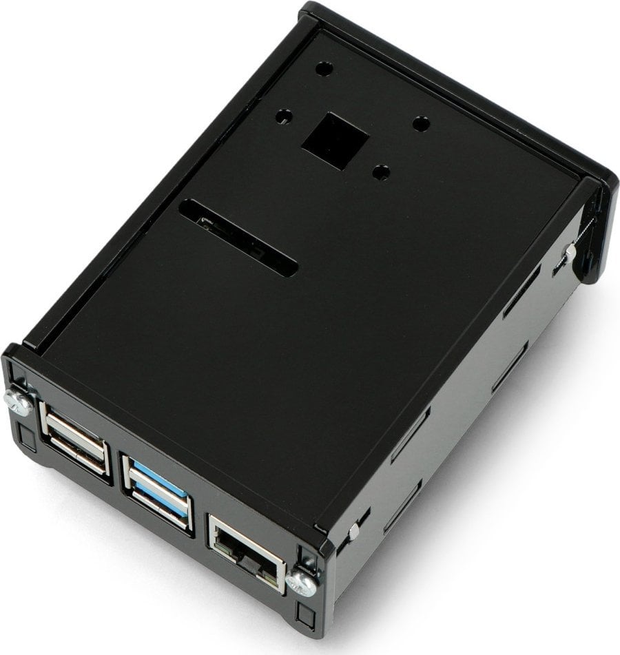 Kuti akrilike për Raspberry Pi 4B, me mbajtëse kamere, e zezë