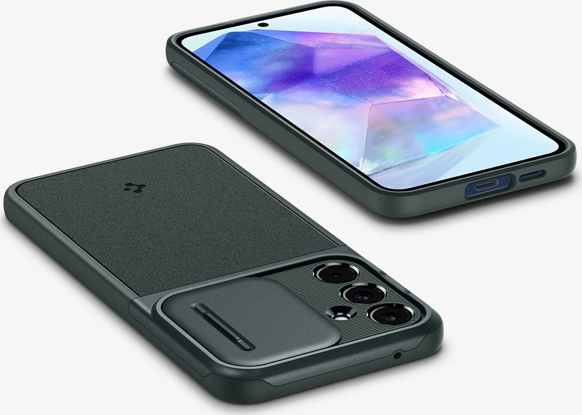 Mbrojtëse telefoni Spigen Optik Armor, Samsung Galaxy A55, kapak kamere, jeshile Abyss