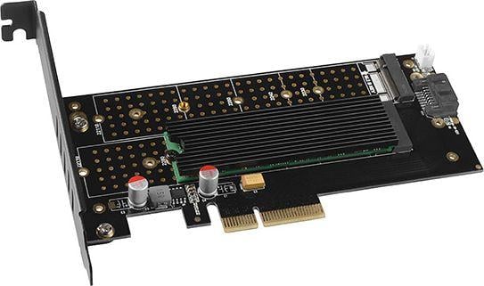 [OUTLET] Përshtatës Axagon PCI-E x4 to 2x M.2 NVMe dhe ftohje aktive SATA