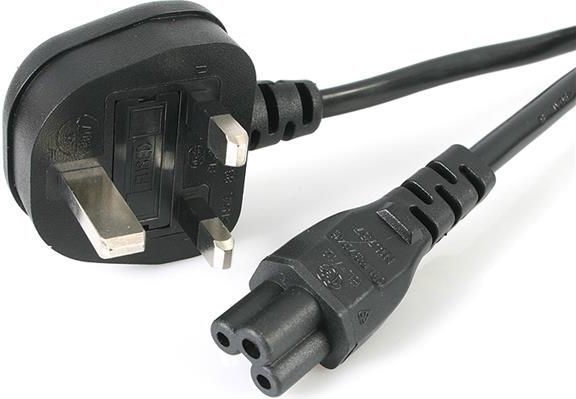 Кабел за енергија StarTech (PXTNB3SUK1M), UK BS 1363 - IEC 60320 C5 3 пин, 1м, црн