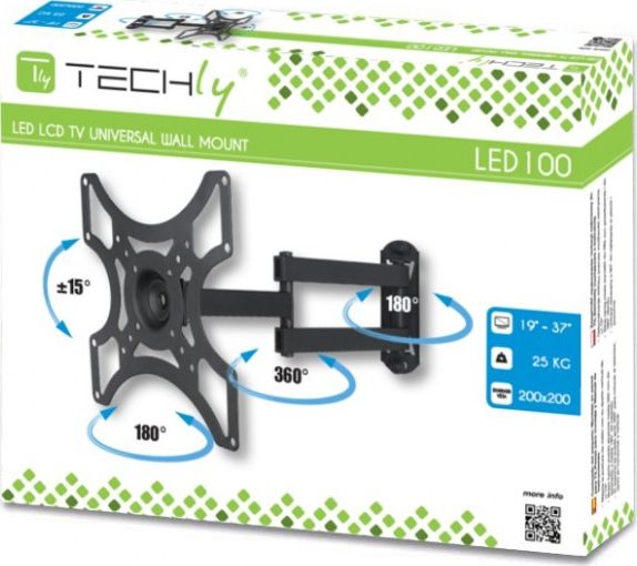 Mbajtëse murale për TV Techly ICA-LCD-2923B, 19"-37", e zezë