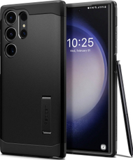 Mbulesë telefoni Spigen Tough Armor, Samsung Galaxy S23 Ultra, me mbajtëse, e zezë