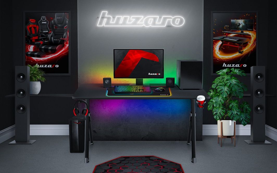 Tavolinë për kompjuter Huzaro Hero 2.8, 140 cm x 60 cm, e zezë