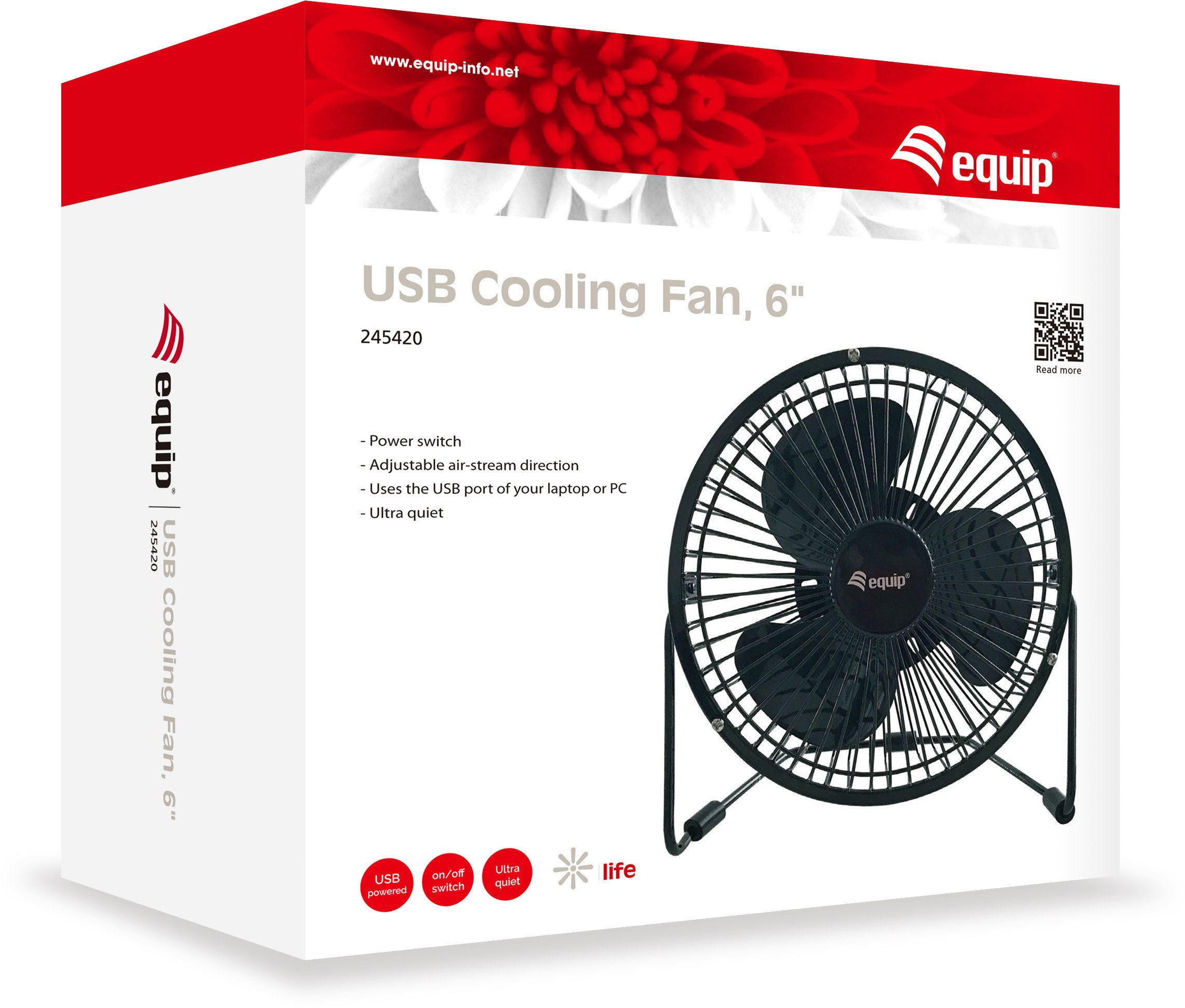 Ventilator tavoline Equip 245420, me llamela, USB, plastik, i zi