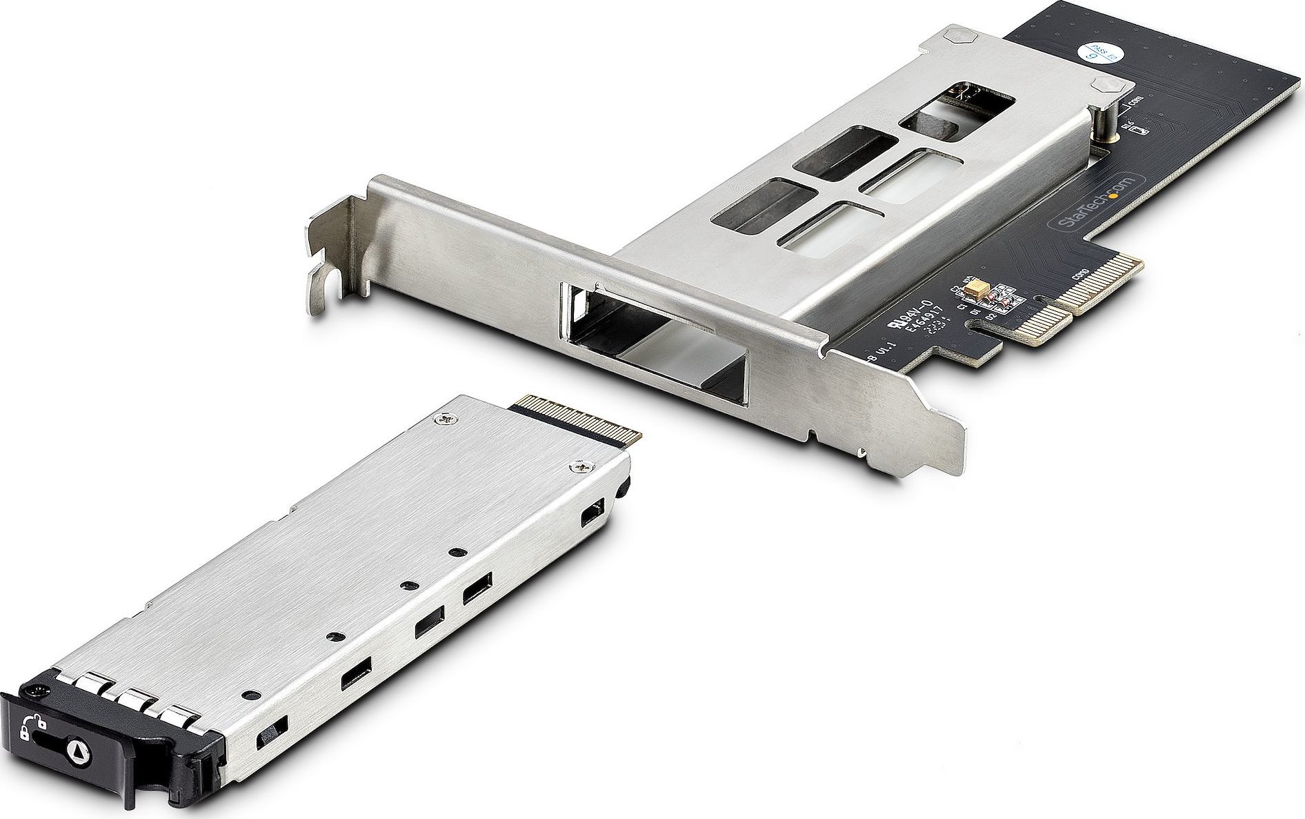Adapter StarTech M.2 NVMe në PCIe X4, mobile rack, hot swap, pa vegla