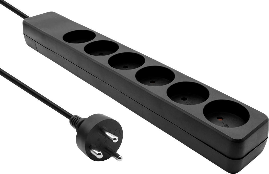 Zgjatës rryme Microconnect MC-GRU0603DKB, 6 dalje, kabllo 3 m, i zi