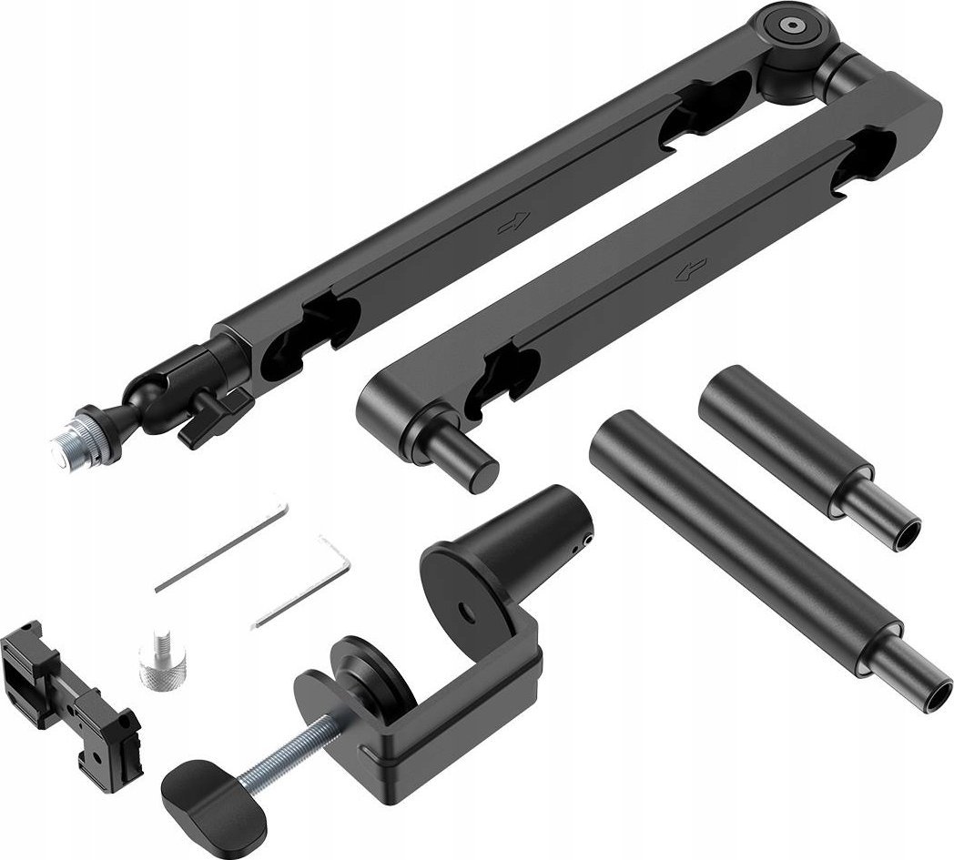 Krah mikrofoni Thronmax Twist S6, profil i ulët, menaxhim kabllosh, metalik, i zi