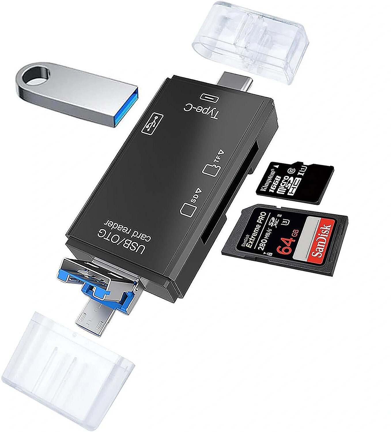 Lexues kartelash RoGer OTG, USB C USB microUSB, SD TF, USB 2.0, i zi