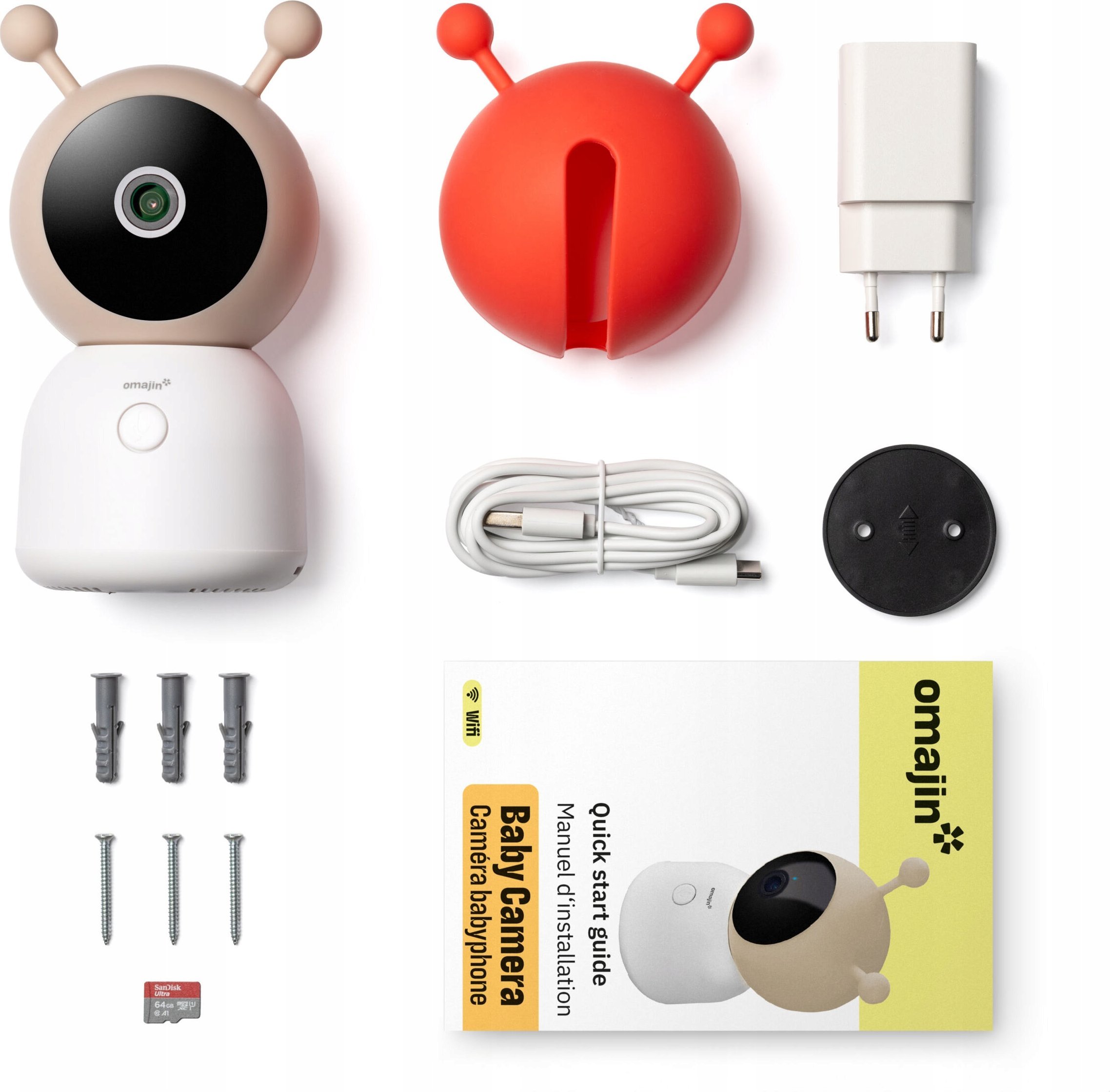 Kamerë bebesh OMAJIN by Netatmo Smart Baby Monitor, 2K HD, night vision, e bardhë