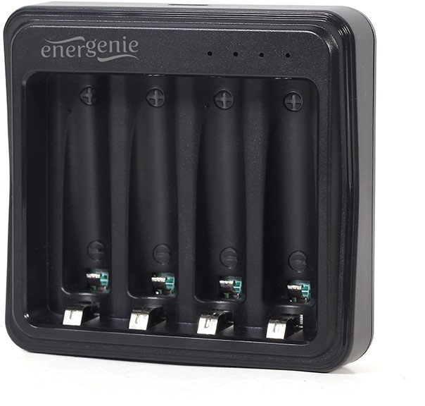 Karikues baterish Energenie USB Battery Charger, për AA dhe AAA, 4 slote, i zi