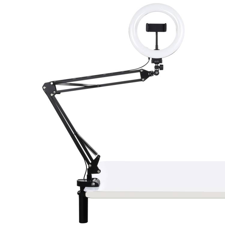 Llambë unazore LED Puluz Ring Lamp, krah tavoline, rregullim ndriçimi, e bardhë