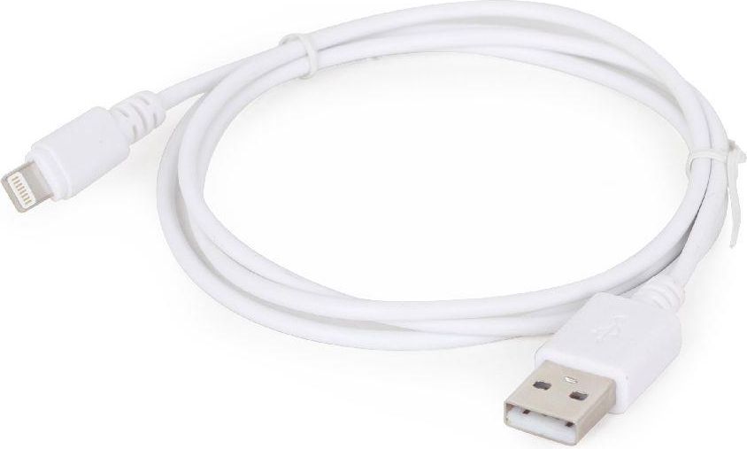 Кабел Gembird, USB-A - Lightning, 1 м, бел