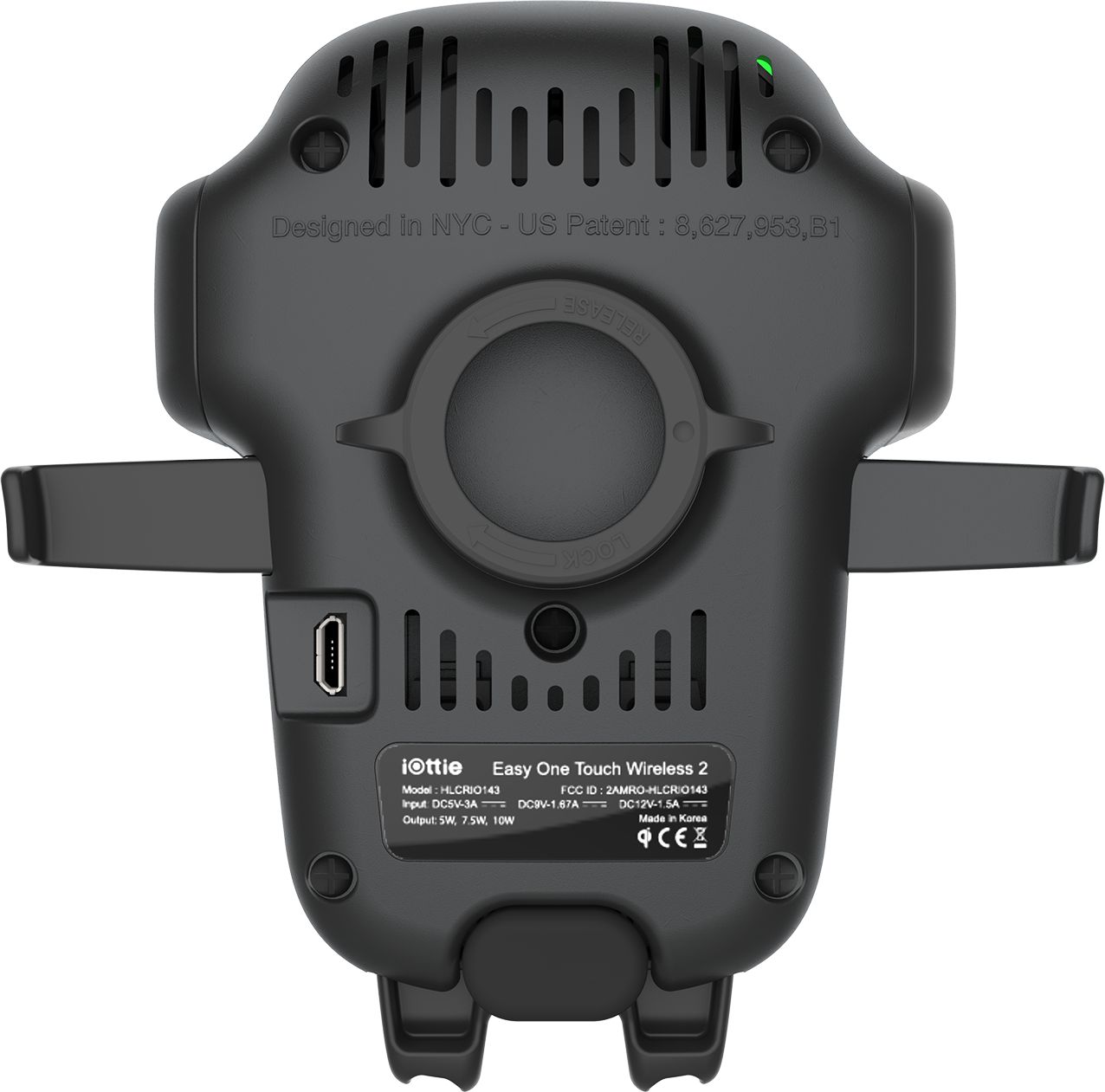 Mbajtës telefoni për makinë iOttie Easy One Touch Wireless 2, karikim Qi, montim në pult dhe xham, i zi