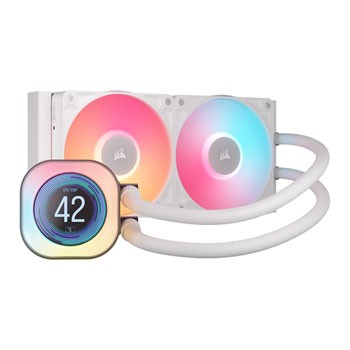 Ftohës uji për CPU Corsair iCUE LINK TITAN 240 RX LCD, radiator 240 mm, RX120 RGB, i bardhë