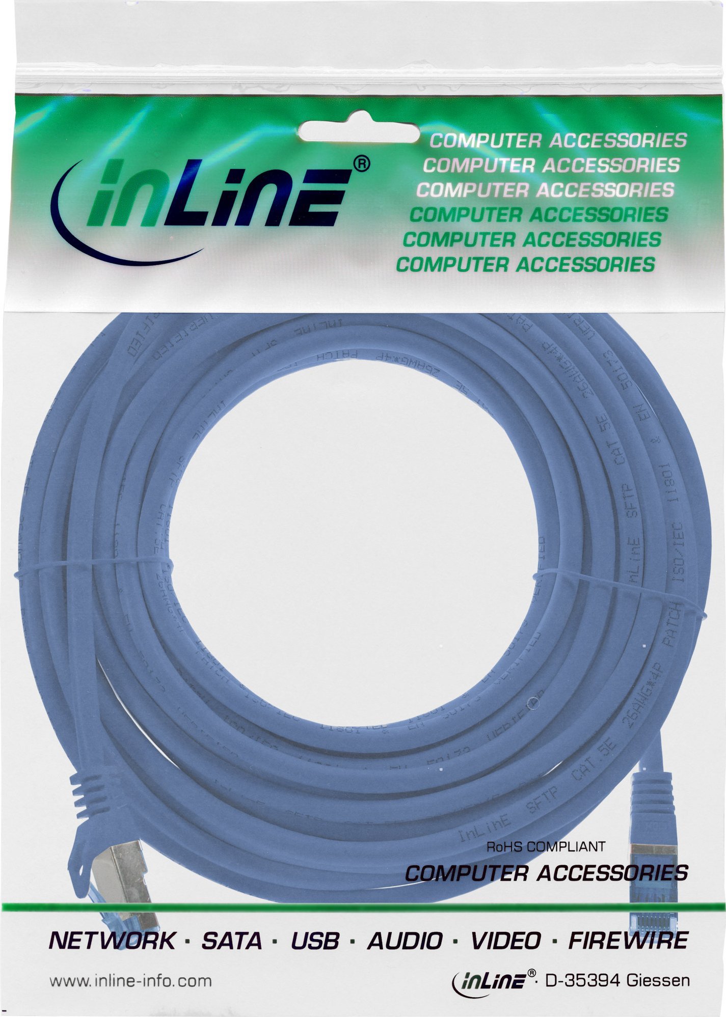 Kabllo rrjeti InLine Patch Cable, Cat.6A S FTP, 10m, blu