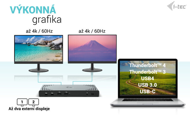 Docking Station i-tec USB 3.0 / USB-C / Thunderbolt 3, 2x Display, PD 100W