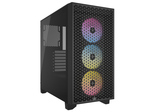Kuti kompjuteri Corsair 3000D RGB Airflow, mid tower ATX, xham i temperuar, e zezë