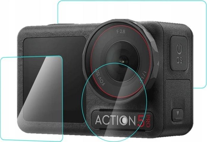 Set mbrojtës xhami PULUZ PU958T SB9461 për DJI Osmo Action 5 Pro, 2x screen protector, mbrojtje lente, transparent