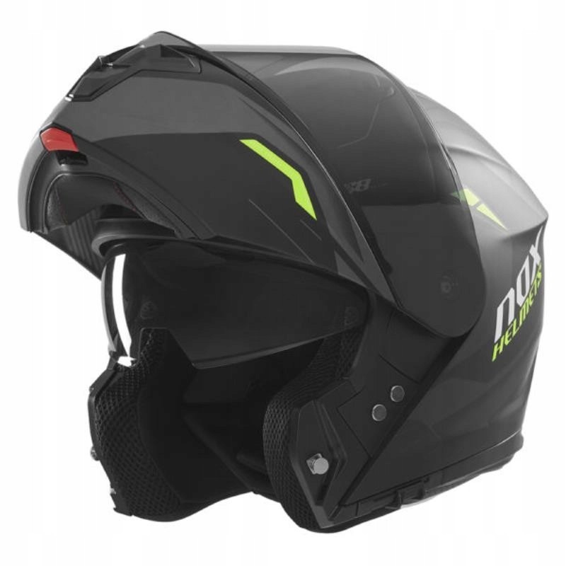 Helmetë moto Nox N968 Ultra, flip up me vizor, madhësia M, e zezë me fluo