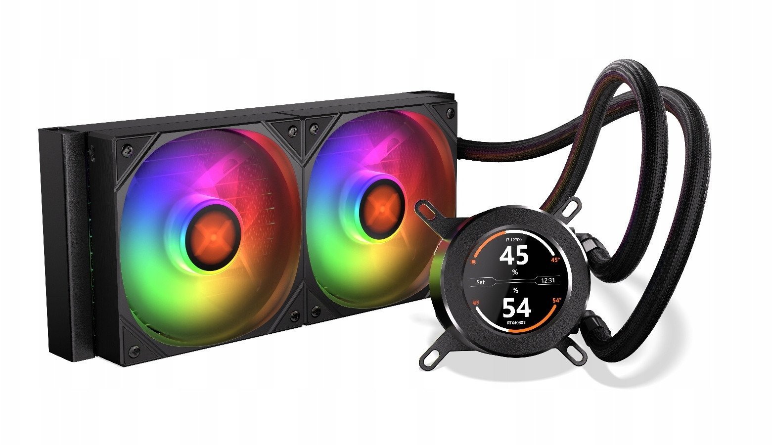 Ftohës uji CPU Krux HydroGlance 240 LCD, radiator 240mm, me ekran LCD, i zi