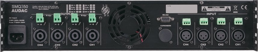 Amplifikator Audac SMQ350, 4 kanale 4x350W, DSP WaveDynamics