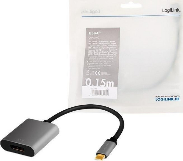 Përshtatës USB dhe USB-C LogiLink 60 Hz, Alumini 0,15 m, e hirtë