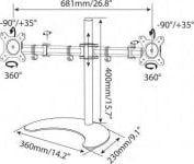 Stativ tavoline për monitorë Techly ICA-LCD 3410, 2 monitorë 13"-27", VESA 75x75 100x100, i zi