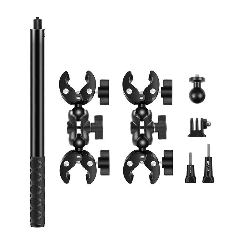 Set montimi për kamera Puluz PU495B, shkop selfie 150 cm, për Insta360, i zi