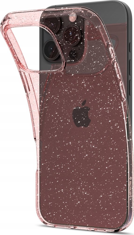Mbështjellës telefoni Spigen Liquid Crystal Glitter për iPhone 16 Pro, transparent me shkëlqim, Rose Quartz