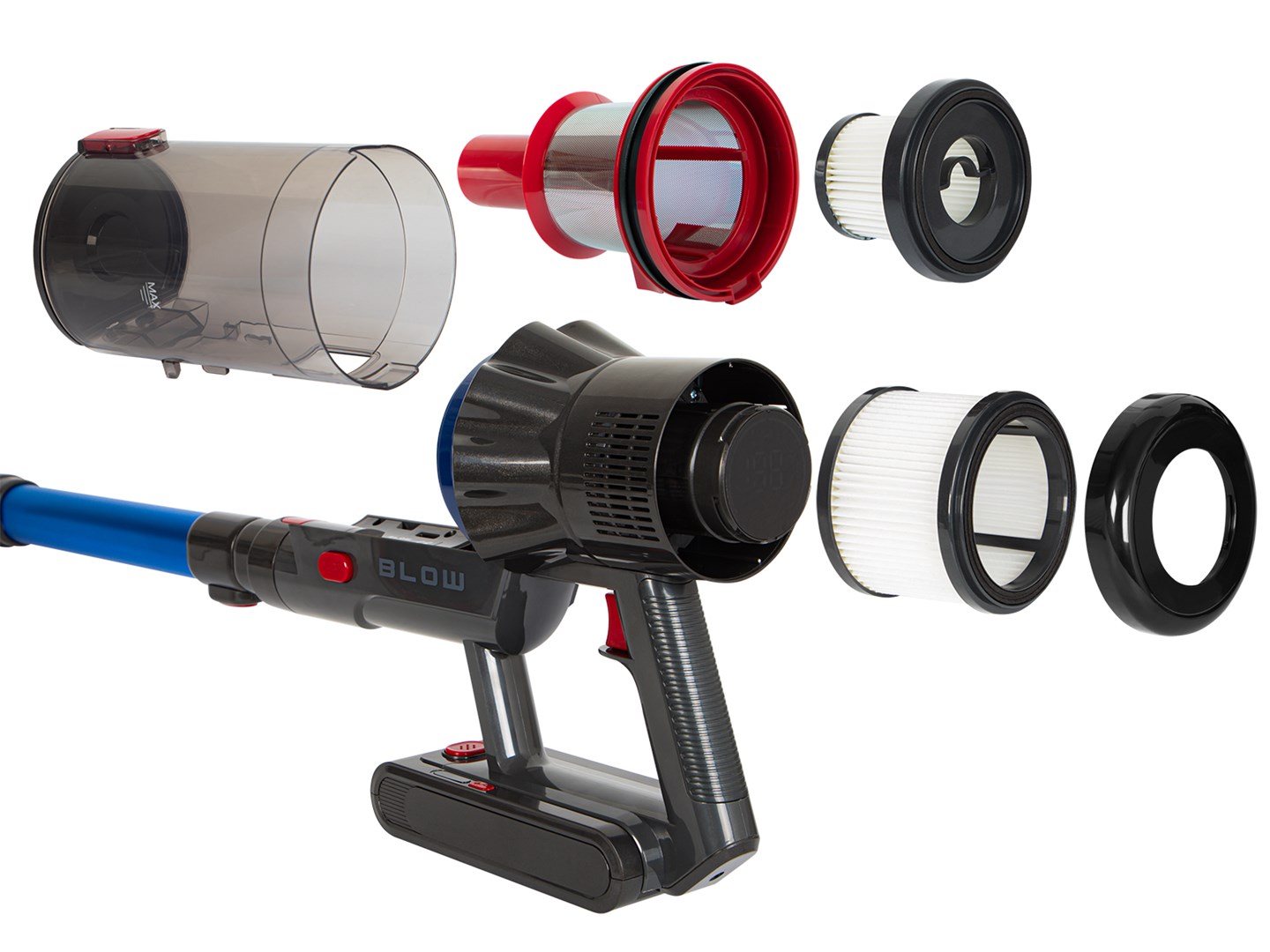 Fshesë me bateri Blow UP450, 450W, 0.8L, gri blu