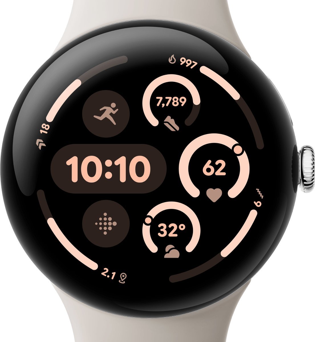 Orë Smart Google Pixel Watch 3 WiFi, 45mm, kornizë argjend, rrip Porcelain
